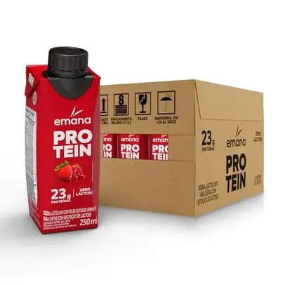 [Prime/ Rec] Emana Protein 23G Bebida Proteica Sabor Frutas Vermelhas Sem açúcar - 12 Unidades de 250ml