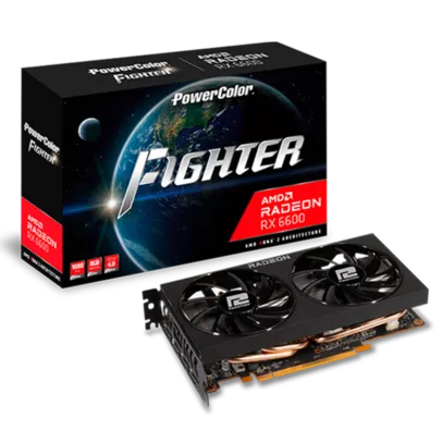 Placa de Vídeo PowerColor Fighter Radeon RX 6600, 8GB, GDDR6, FSR, Ray Tracing, AXRX 6600 8GBD6-3DH