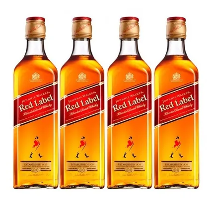 [55 CADA] 4 Garrafas Whisky Johnnie Walker Red Label 1L | R$ 218