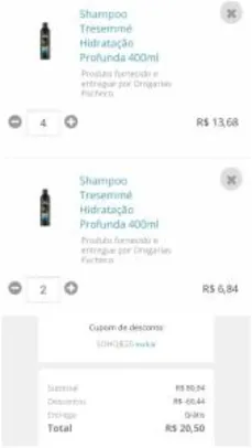 Shampoo Tresemmé Hidratação Profunda 400ml (R$21 por 6 unidades) - R$3,41