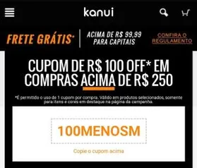 Cupom de 100 off em compras acima de R$250