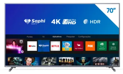 Smart TV LED 70" 4K Philips 70PUG6774/78 com HDR, Pixel Plus | R$3.779