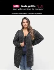 Blusa Malha Maelle Manga Longa Plus Size Feminina - Preto | R$30