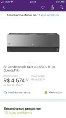 Ar Condicional LG Dual Inverter Voice 22.000 BTU Art Cool Quente/Frio - R$4575