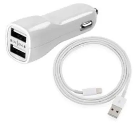 [Saraiva]Kit 2 Em 1 Geonav Ch21ligh Carregador Veicular Com Dupla Entrada USB + Cabo USB Para Lightning por R$ 9