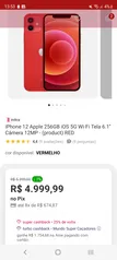 (AME R$ 3.245,31) Iphone 12 RED 256GB