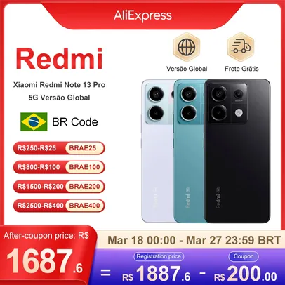 [BR/SEM IMPOSTO]Smartphone Xiaomi Redmi Note 13 Pro 5G