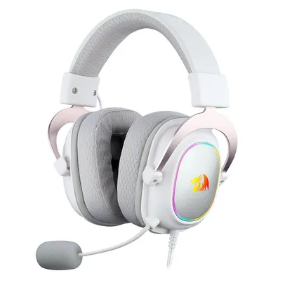 Headset Gamer Redragon Zeus X RGB, Surround 7.1, Driver de 53mm, USB, Microfone com Redução de Ruído, Branco com Rosê - H510WR-RGB