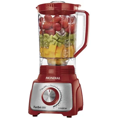 (APP/AME R$90) Liquidificador Turbo Mondial L-1100 RI Inox Red 3L 12 Velocidades 1100W