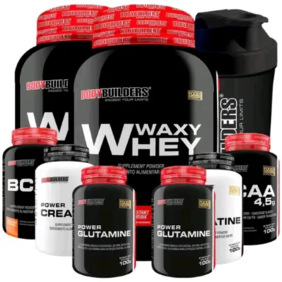 Kit suplementos para treino, creatina, whey protein, BCAA, glutamina...