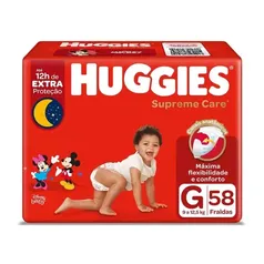 [REGIONAL][Leva 9] [R$1,05 por tira] Fralda Huggies Supreme Care G - 58 Fraldas