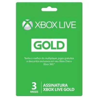 Xbox Live Gold - 3 Meses VISA CHECKOUT - R$8,50