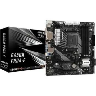 Placa-mãe Asrock B450M Pro4-F, AMD AM4, mATX, DDR4 | R$700