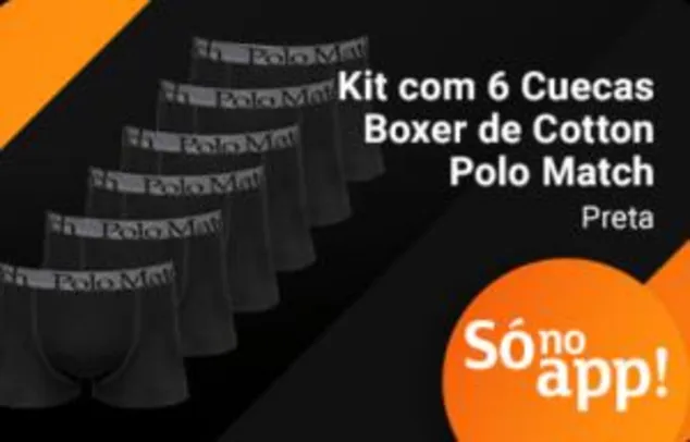 Kit com 6 Cuecas Boxer Cotton - Polo Match