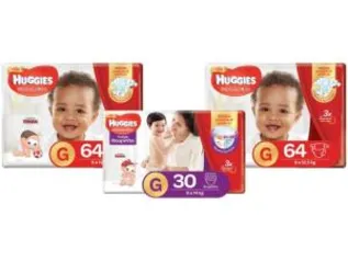 Kit Fraldas Huggies Turma da Mônica Supreme Care - Tam. G 158 Unidades R$ 116