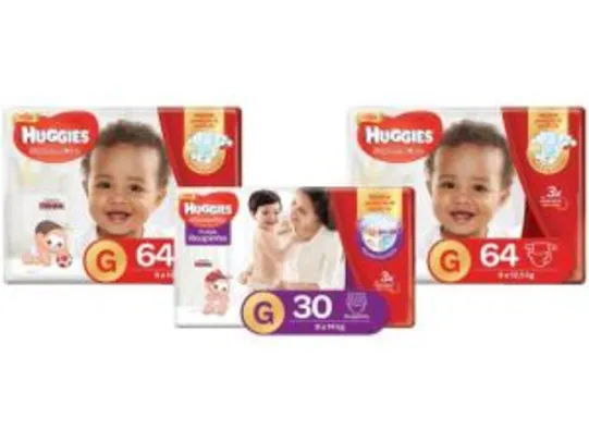 Kit Fraldas Huggies Turma da Mônica Supreme Care - Tam. G 158 Unidades R$ 116