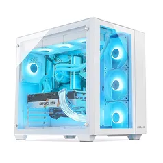 Gabinete Gamer Hyrax HGB720, Mid Tower, ATX, Frente e Lateral Em Vidro Temperado, Branco - HGB720W