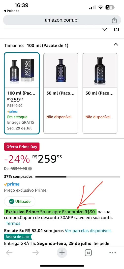 Imagem na descrição da promoção