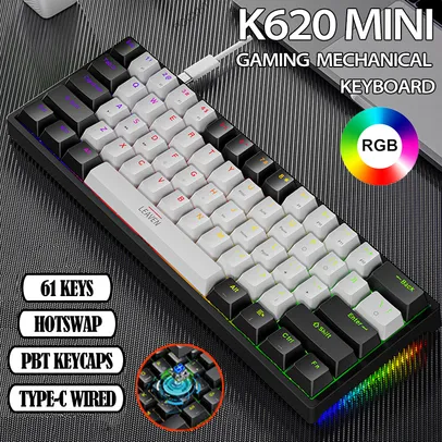 Teclado Mecânico Retroiluminado RGB K620 USB 61 Teclas Switch