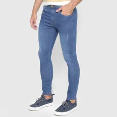 Calça Jeans Skinny Terminal Com Puídos Masculina