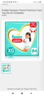 Fralda Pampers Pants Premium Care Top XG 64 Unidades | R$42