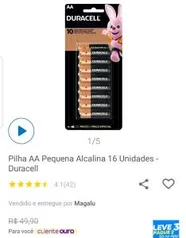 3 pacotes | Pilha Duracell AA 16 unidades | R$77