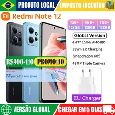 [No Brasil] Smartphone Xiaomi Redmi Note 12 Versão Global 128GB 256GB