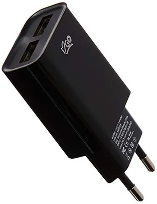 Tomada USB 2, i2GO, Entrada 100V-240V 50/60Hz 0. 15ª, Saída 5V – 2, 1 amp, Preto