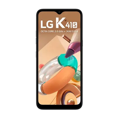 Smartphone  LG K41S 32GB Preto Tela 6.55&quot; Câmera Quádrupla 13MP Frontal 8MP Dual Chip Android 9.0