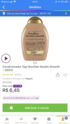[Clube da Lu] Condicionador OGX Brazilian Keratin 250 ml | R$6