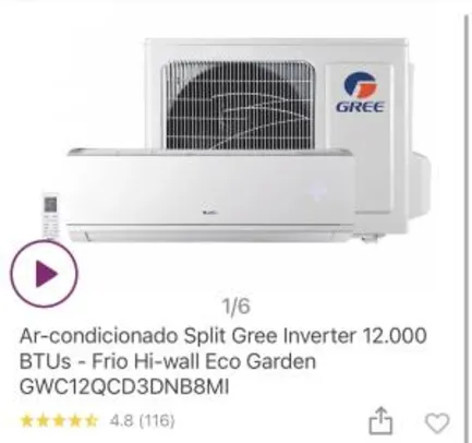 [Cliente Ouro] Ar Condicionado Inverter Gree 12.000 btus | R$1.799