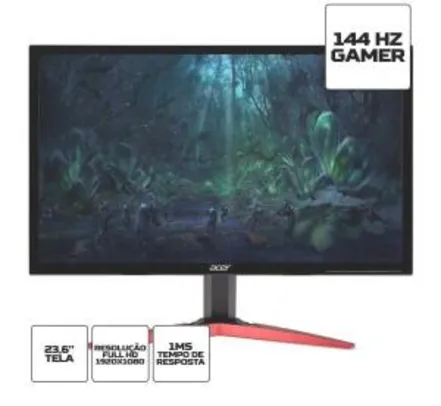 Monitor Gamer, Acer, KG241Q P, 23.6", Full HD, 144Hz, 1ms, HDMI, DVI, Display | R$1.149
