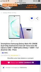 (AME R$ 3.824) Galaxy Note 10+ 256GB Dual Chip Android 9.0 Tela 6.8" Octa-Core 4G Câmera 12MP + 16MP + 12MP + Tof R$4049