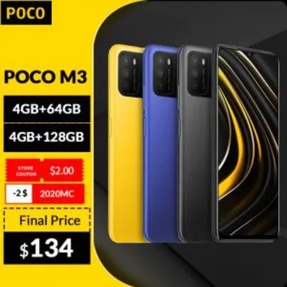 Smartphone Xiaomi POCO M3 4GB+64GB Global Octa-Core | R$788