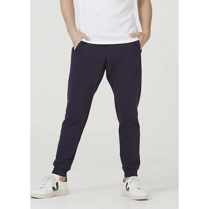 Calça Jogger Básica Masculina Em Moletom Azul Marinho