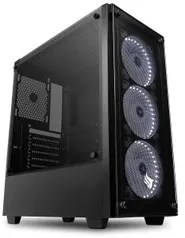 GABINETE GAMER PICHAU KAZAN LATERAL/FRONTAL VIDRO TEMP LED BRANCO R$280