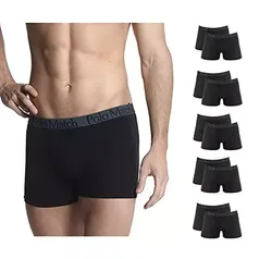 Kit Com 10 Cuecas Boxer De Cotton Casual Pretas, Polo Match, Masculino, Preto, P