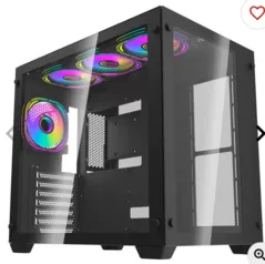 Gabinete Gamer Aigo Darkflash C285, ARGB, Mid-Tower, Lateral de Vidro, Com 4 Fans, Preto, C285-BK-4F