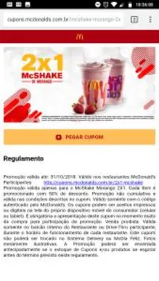 2x1 McShake do McDonald's de Morango