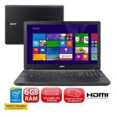 [Bahia] Notebook Acer Aspire E5-571-598P com Intel® Core™ i5-5200U, 6GB, 1TB, Gravador de DVD, Leitor de Cartões, HDMI, Bluetooth, LED 15.6" e Windows 8.1