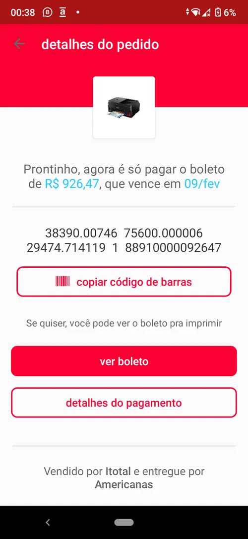 Imagem na descrição da promoção