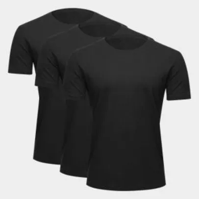 Kit Camiseta Básicos 3 Peças Masculino - Preto - R$40