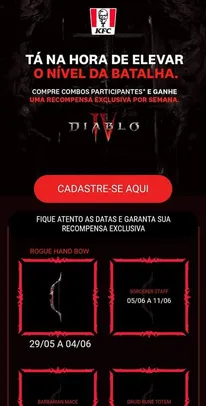 Promoção KFC + Diablo IV - Ganhe uma recompensa exclusiva