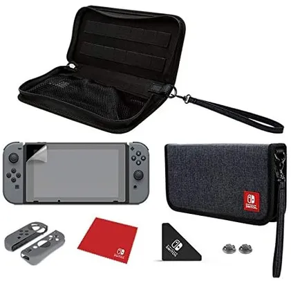 Nintendo Switch Starter Kit with Travel Case, Screen Protector, Joy Con Guards and Earbuds by PDP | R$162