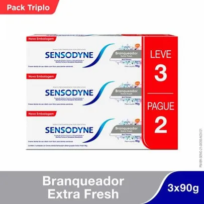 (L2P1) Kit Creme Dental Sensodyne Branqueador Extra Fresh  Para Dentes Sensíveis Leve 3 Pague 2 -90g