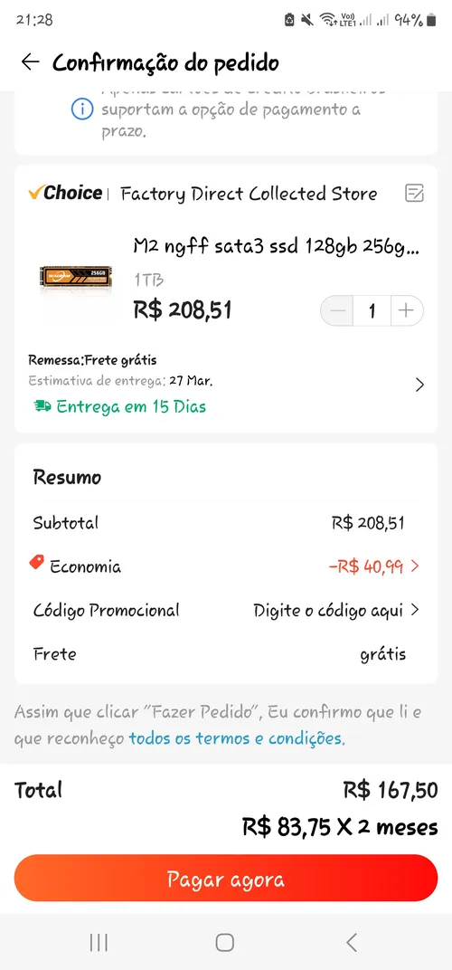 Imagem na descrição da promoção