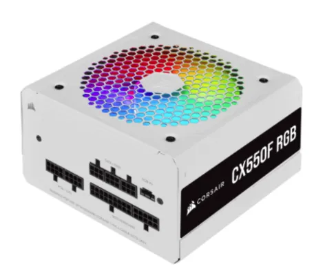 Fonte Corsair CX550F RGB 550W, White, 80 Plus Bronze, CP-9020225-BR