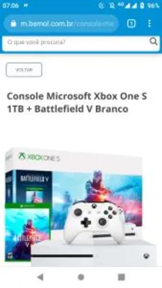 Console Microsoft Xbox One S 1TB + Battlefield V Branco - R$1.194