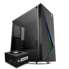 GABINETE GAMER PICHAU KOMOR LED RGB + FONTE PICHAU NIDUS 500W | R$ 499