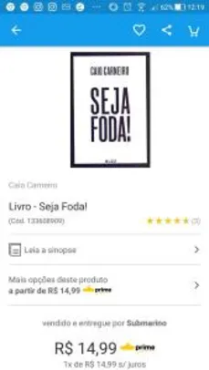 [SOMENTE NO APP Submarino] Livro "Seja Foda" | R$15